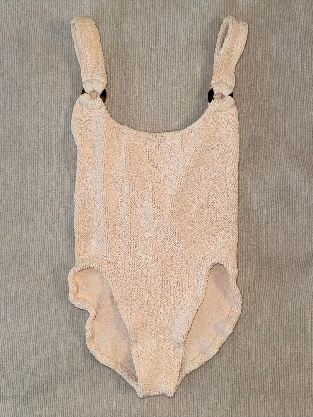 Hunza G Pale Pink Textured One-Piece Swimsuit - Picture 15 of 16